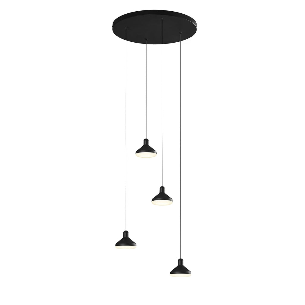 M7313 Antaras 4 Light Round Pendant 32W LED Black