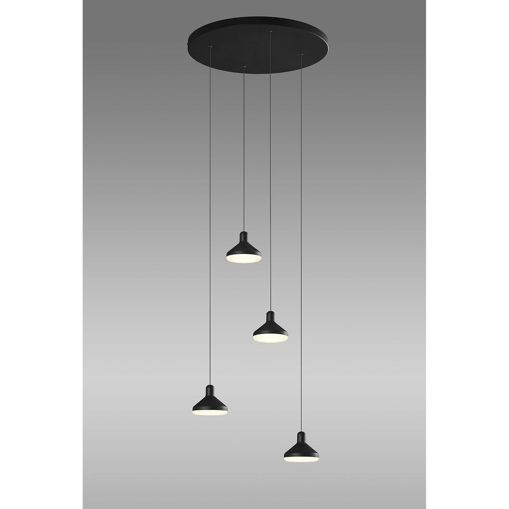 M7313 Antaras 4 Light Round Pendant 32W LED Black