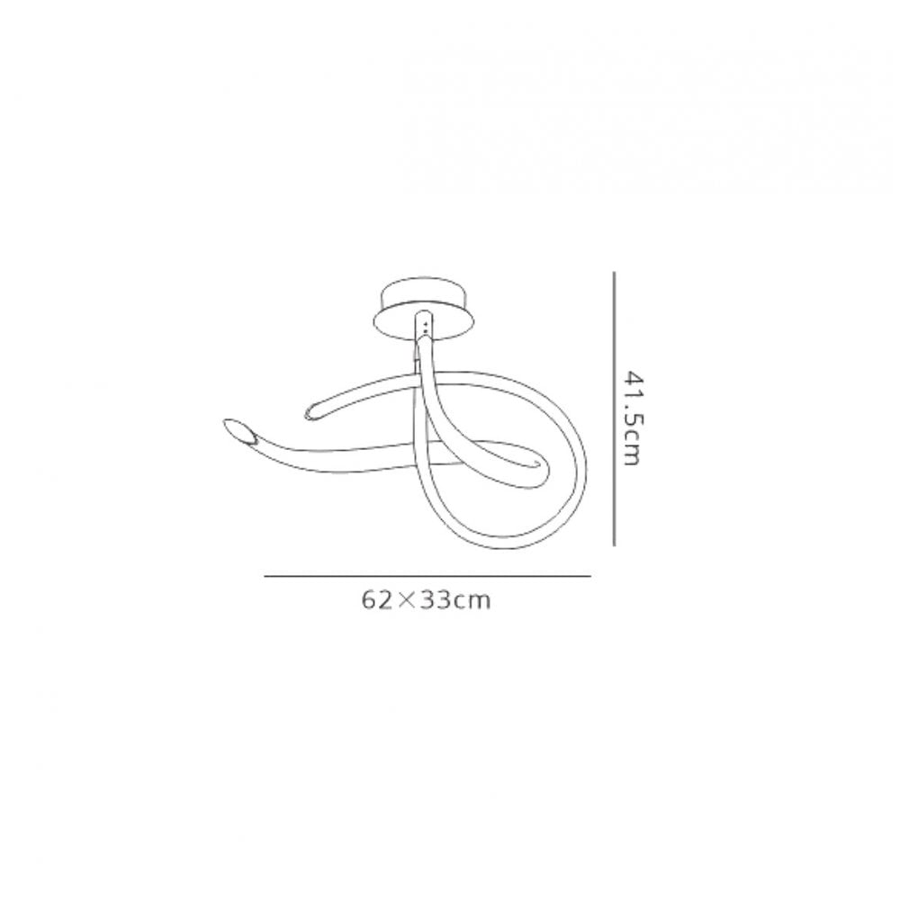 M6731 Armonia Semi Flush Curl 40W LED Polished Chrome/Frosted Acrylic