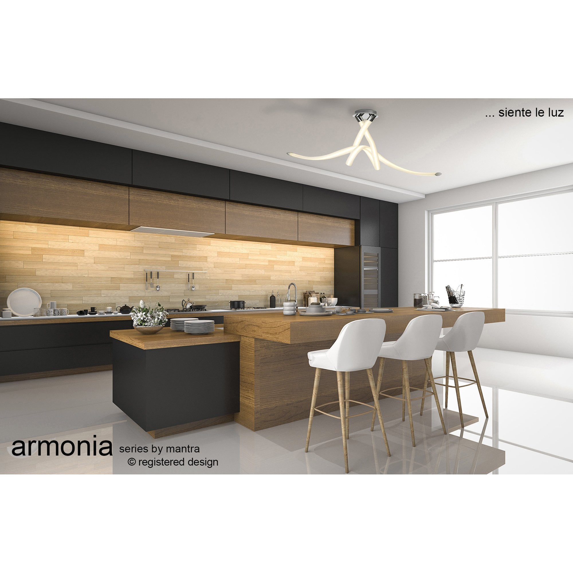M6723 Armonia Semi Flush Bow 50W LED Polished Chrome Frosted Acrylic