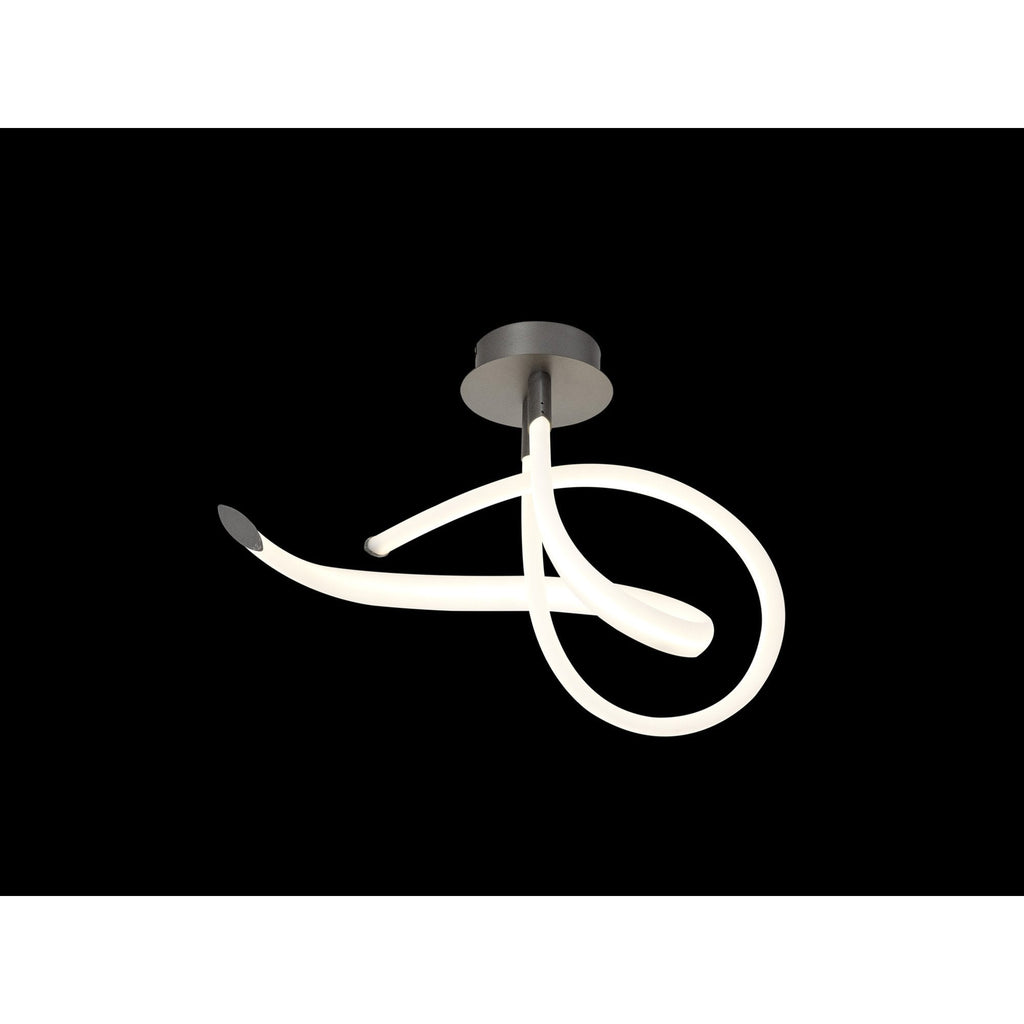 M6801 Armonia Semi Flush Curl Dimmable 40W LED Titanium/Frosted Acrylic