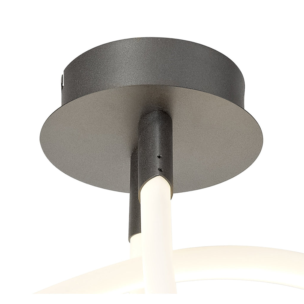 M6801 Armonia Semi Flush Curl Dimmable 40W LED Titanium/Frosted Acrylic