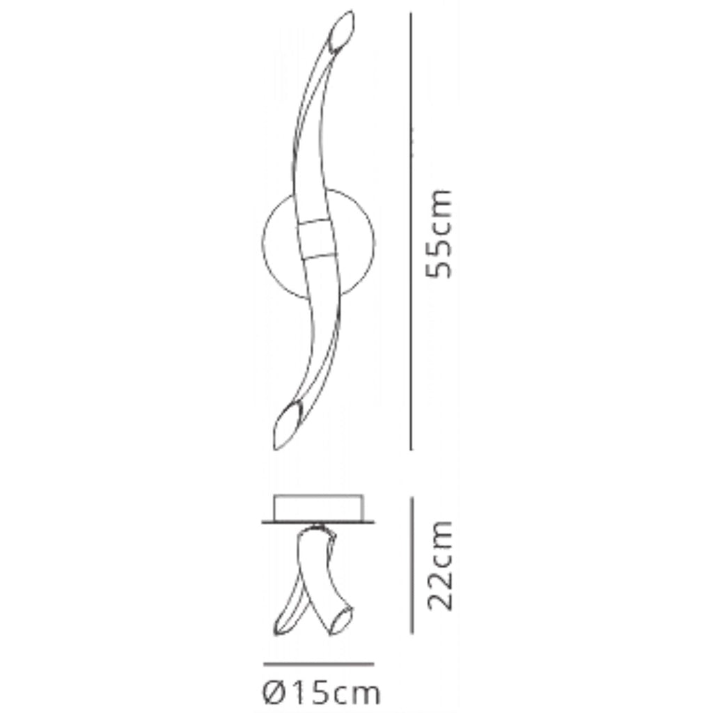 M6797 Armonia Wall Lamp Wave Dimmable 12W LED Titanium/Frosted Acrylic