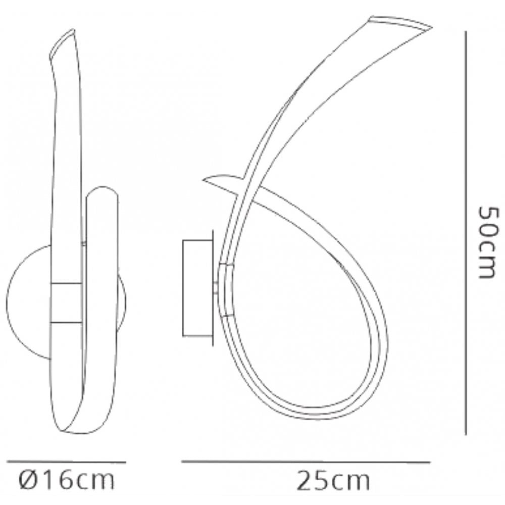 M6796 Armonia Wall Lamp Loop Dimmable 18W LED Titanium/Frosted Acrylic