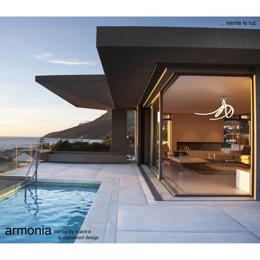 M6720 Armonia Semi Flush Large Ribbons 60W LED Polished Chrome/Frosted Acrylic