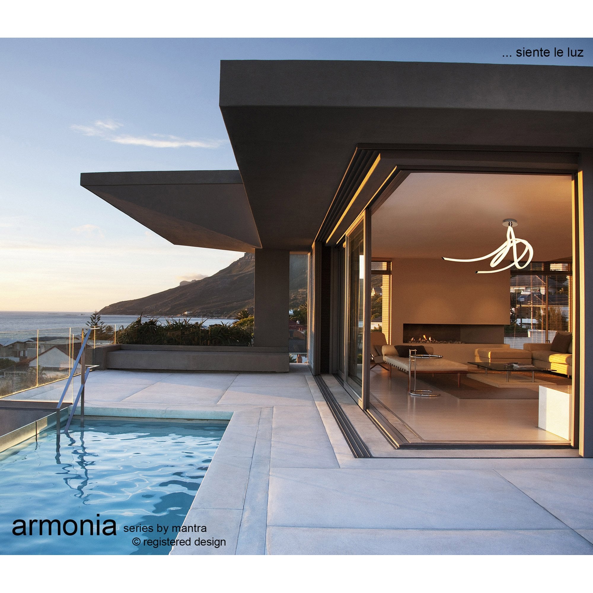 M6720 Armonia Semi Flush Large Ribbons 60W LED Polished Chrome/Frosted Acrylic