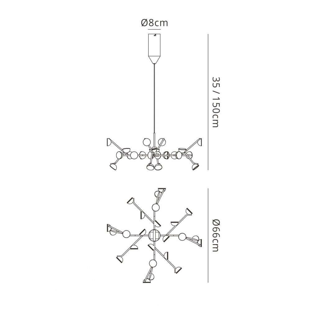 M6261 Adn 24 Light Pendant Round 65.8cm 72W LED White