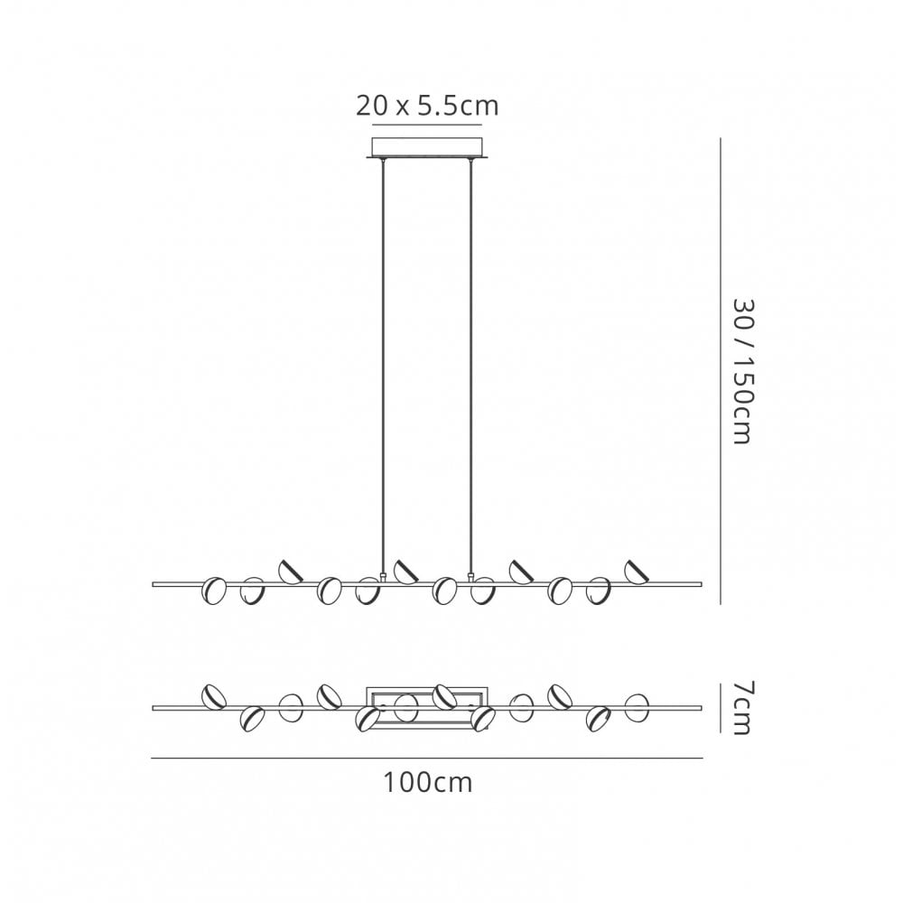 M6262 Adn 12 Light Linear Pendant 100cm 36W LED White