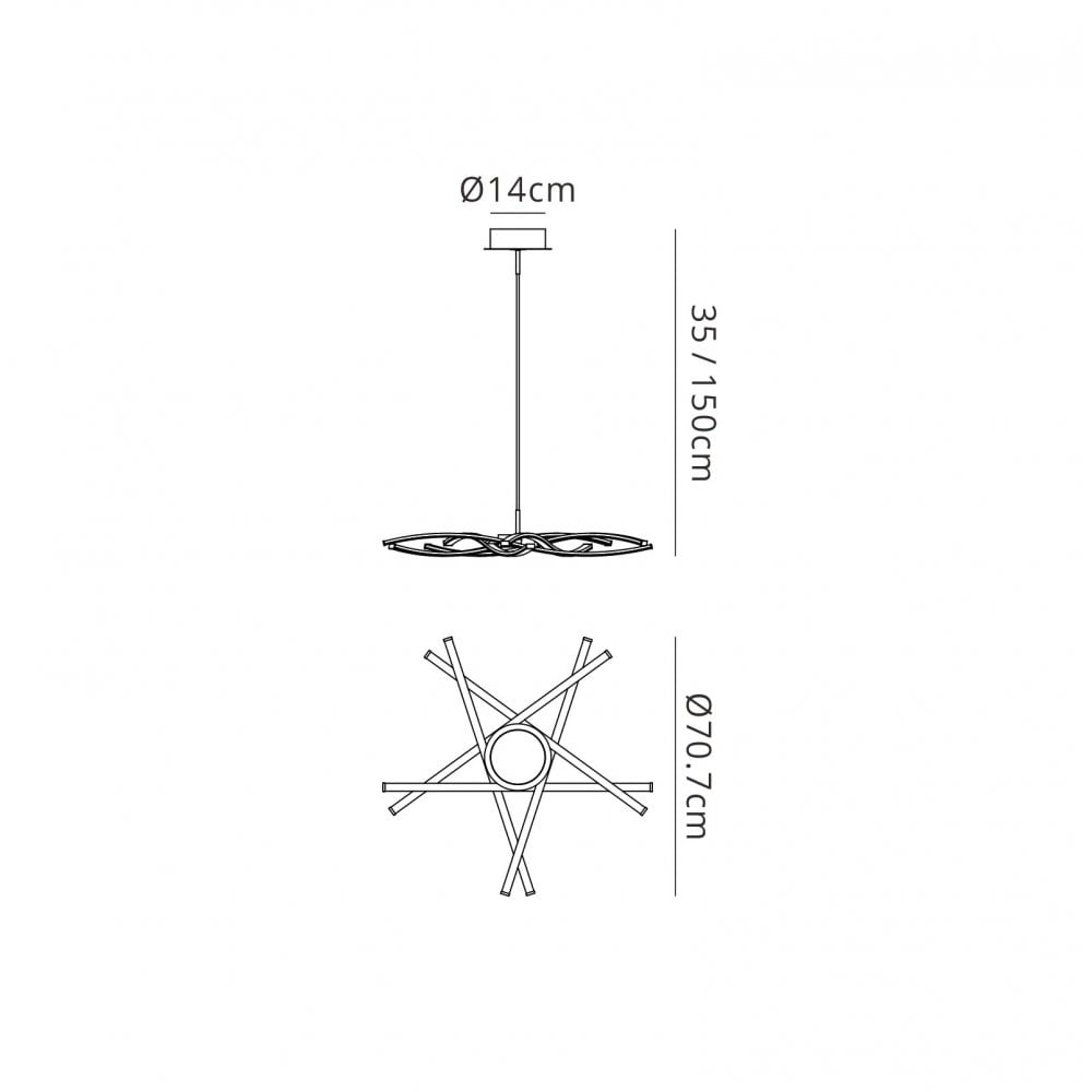 M5912 Aire LED Pendant 69cm Round 42W Dimmable Silver/Frosted Acrylic/Polished Chrome
