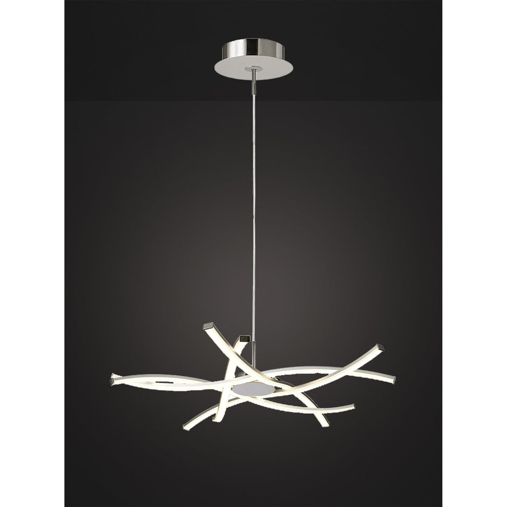 M5914 Aire LED Pendant 69cm Round 42W Silver/Frosted Acrylic/Polished Chrome