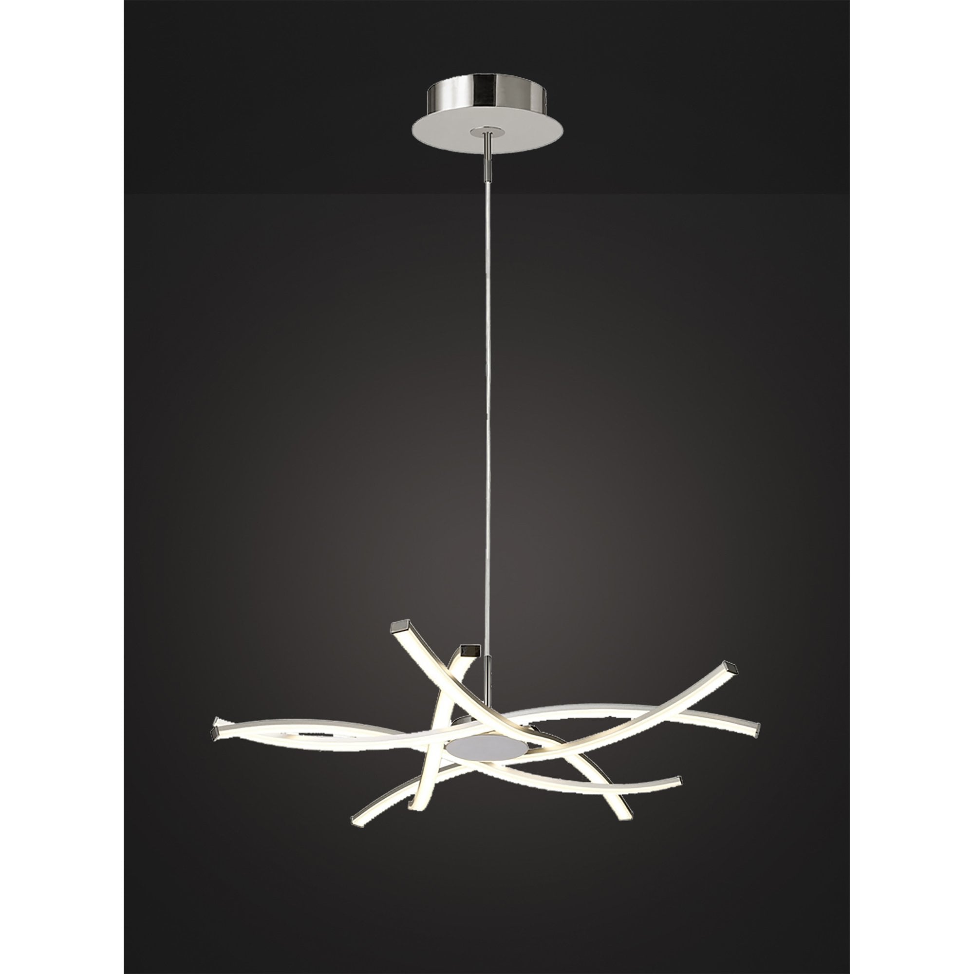 M5914 Aire LED Pendant 69cm Round 42W Silver/Frosted Acrylic/Polished Chrome