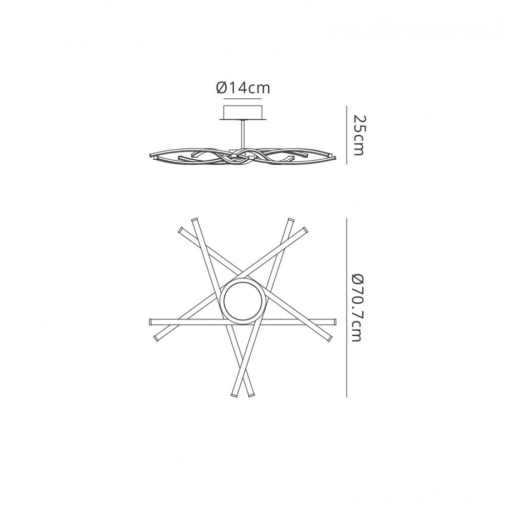 M5917 Aire LED Ceiling 70.5cm Round 42W Dimmable Silver/Frosted Acrylic/Polished Chrome