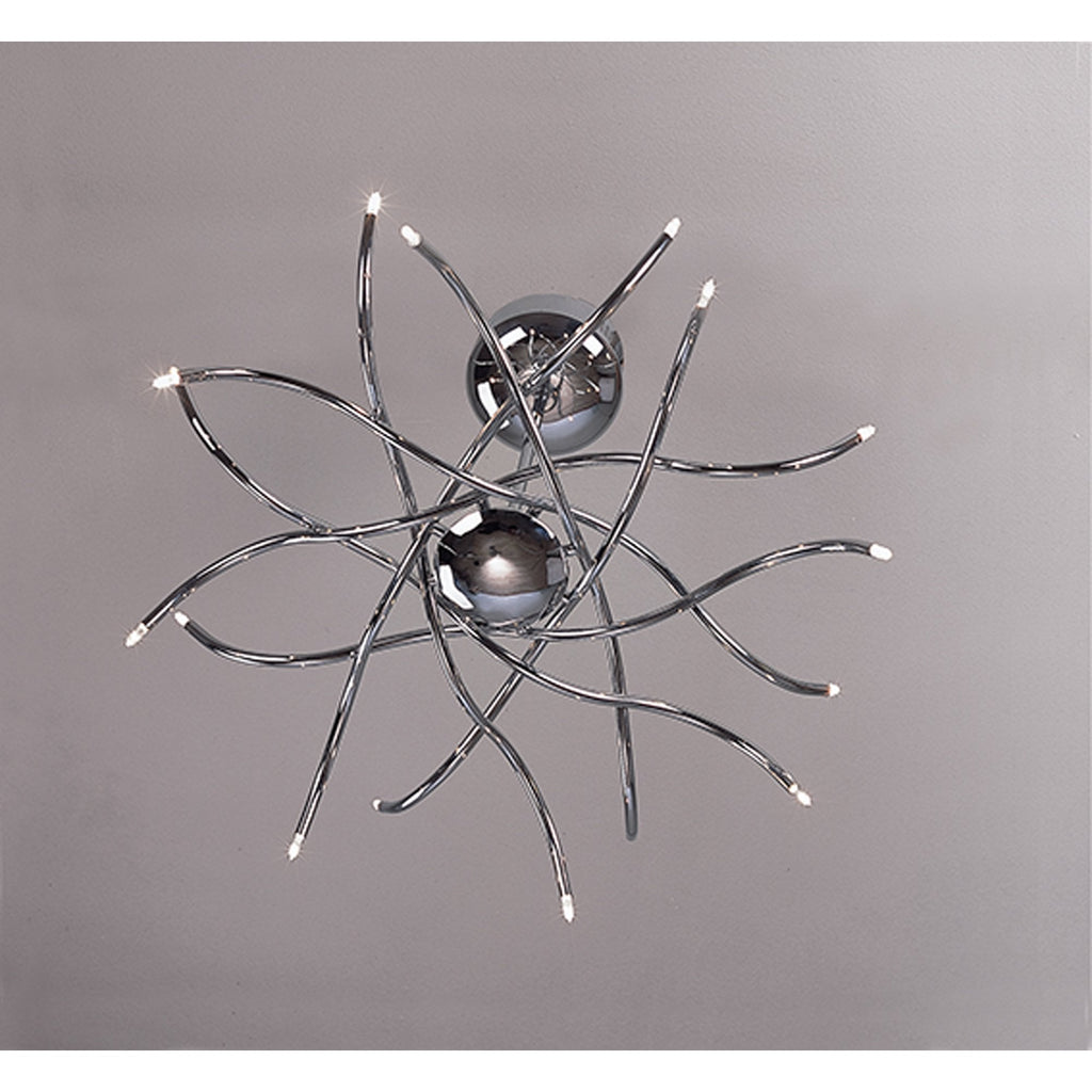 M0002 Aire Telescopic Pendant 16 Light G4 Waved Arms Polished Chrome