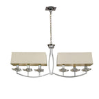 M0781/CS Akira Linear Pendant 2 Arm 6 Light E14 Polished Chrome Cream Shades