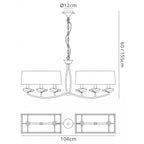 M0781/CS Akira Linear Pendant 2 Arm 6 Light E14 Polished Chrome Cream Shades