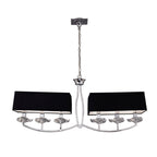 M0781 Akira Linear Pendant 2 Arm 6 Light E14 Polished Chrome Black Shades