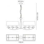 M0781 Akira Linear Pendant 2 Arm 6 Light E14 Polished Chrome Black Shades