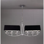 M0781 Akira Linear Pendant 2 Arm 6 Light E14 Polished Chrome Black Shades