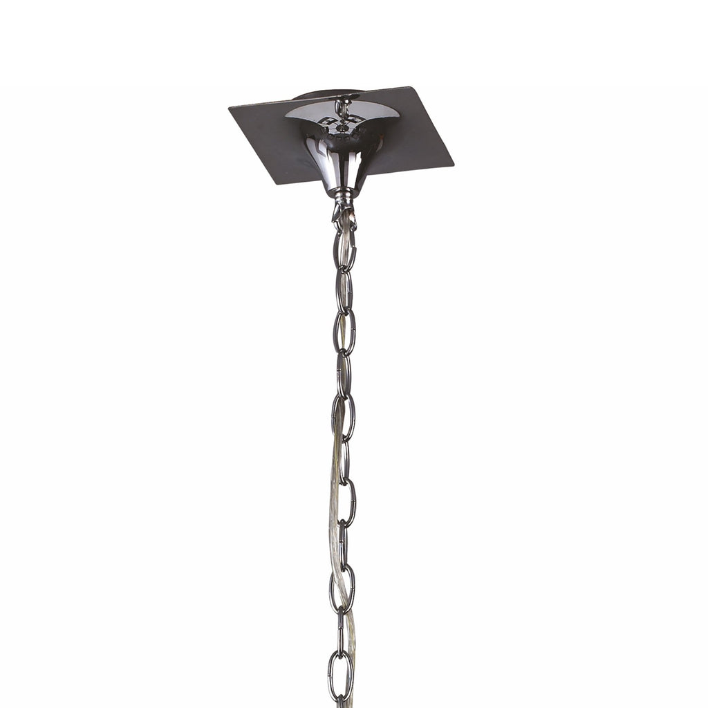 M0781 Akira Linear Pendant 2 Arm 6 Light E14 Polished Chrome Black Shades