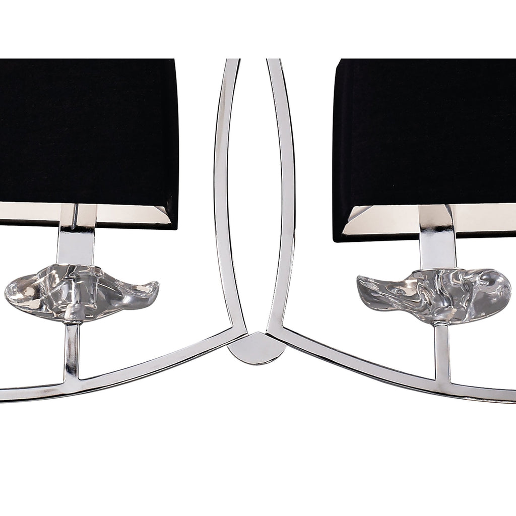 M0781 Akira Linear Pendant 2 Arm 6 Light E14 Polished Chrome Black Shades
