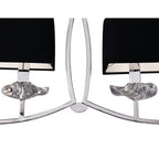 M0781 Akira Linear Pendant 2 Arm 6 Light E14 Polished Chrome Black Shades