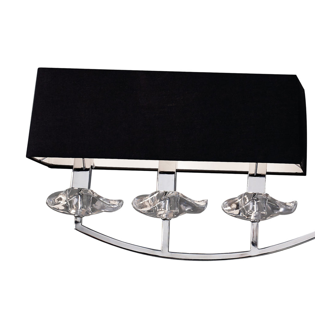 M0781 Akira Linear Pendant 2 Arm 6 Light E14 Polished Chrome Black Shades