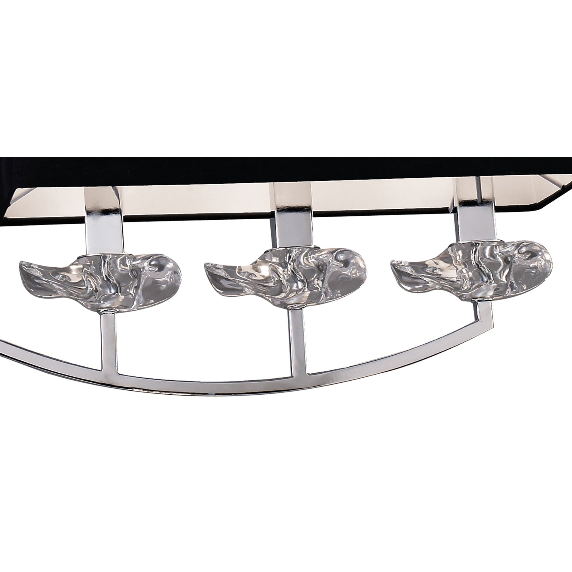 M0781 Akira Linear Pendant 2 Arm 6 Light E14 Polished Chrome Black Shades
