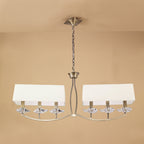 M0781AB Akira Linear Pendant 2 Arm 6 Light E14 Antique Brass Cream Shades