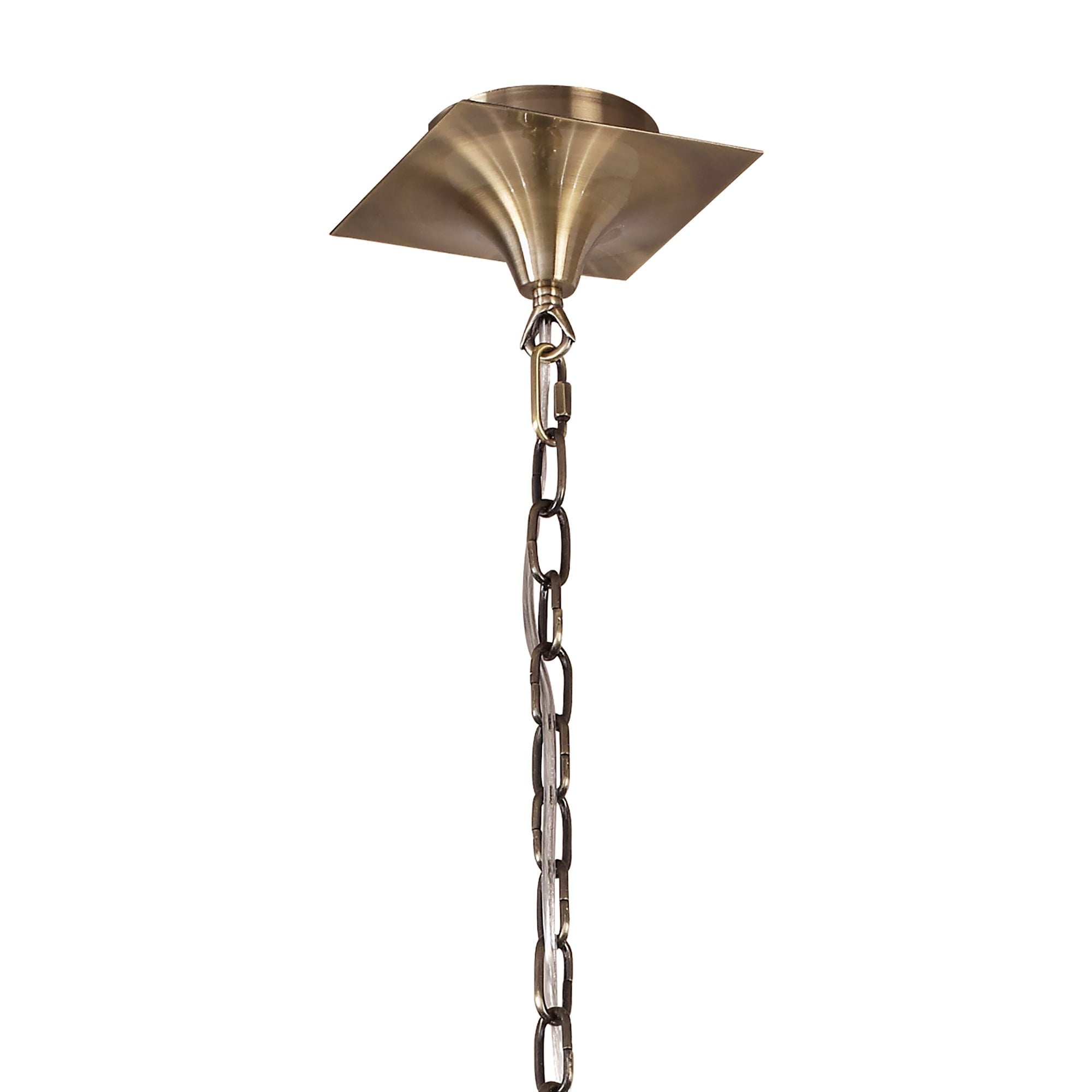 M0781AB Akira Linear Pendant 2 Arm 6 Light E14 Antique Brass Cream Shades
