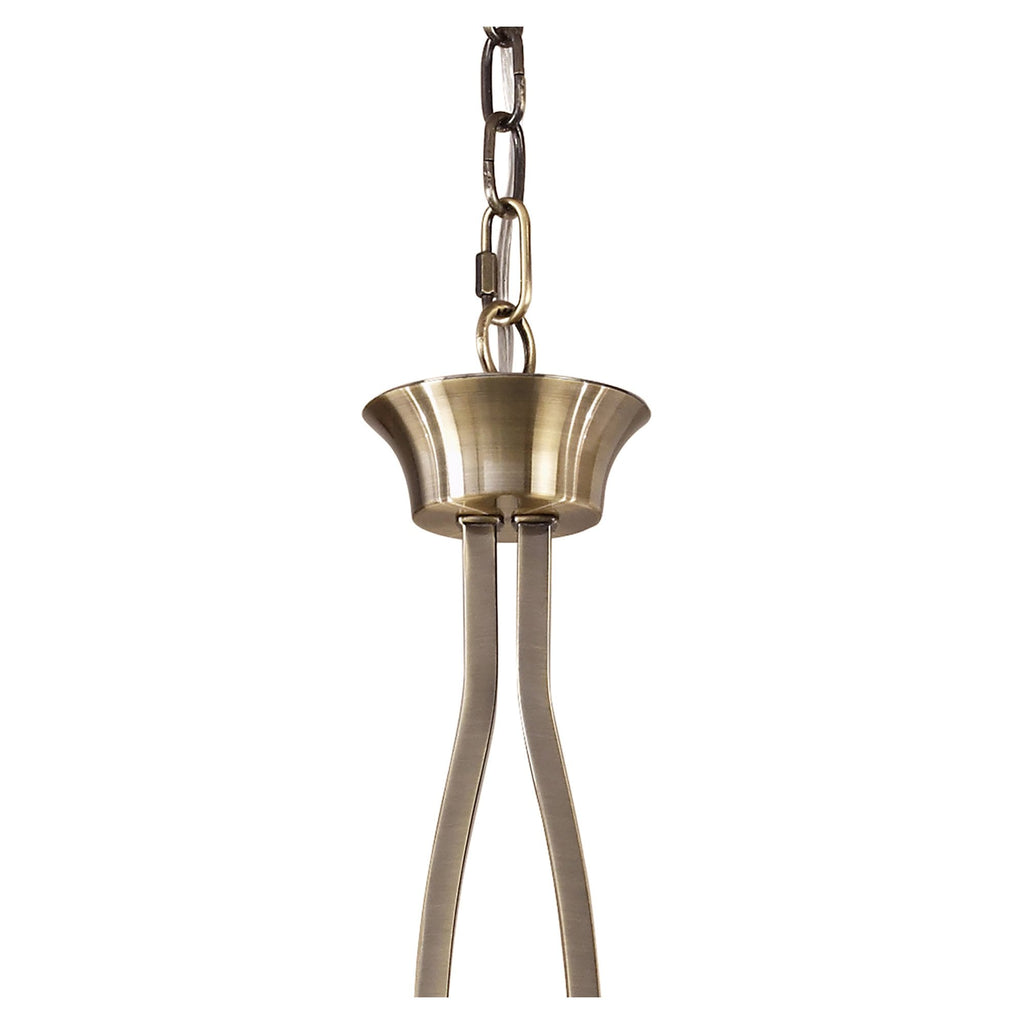 M0781AB Akira Linear Pendant 2 Arm 6 Light E14 Antique Brass Cream Shades