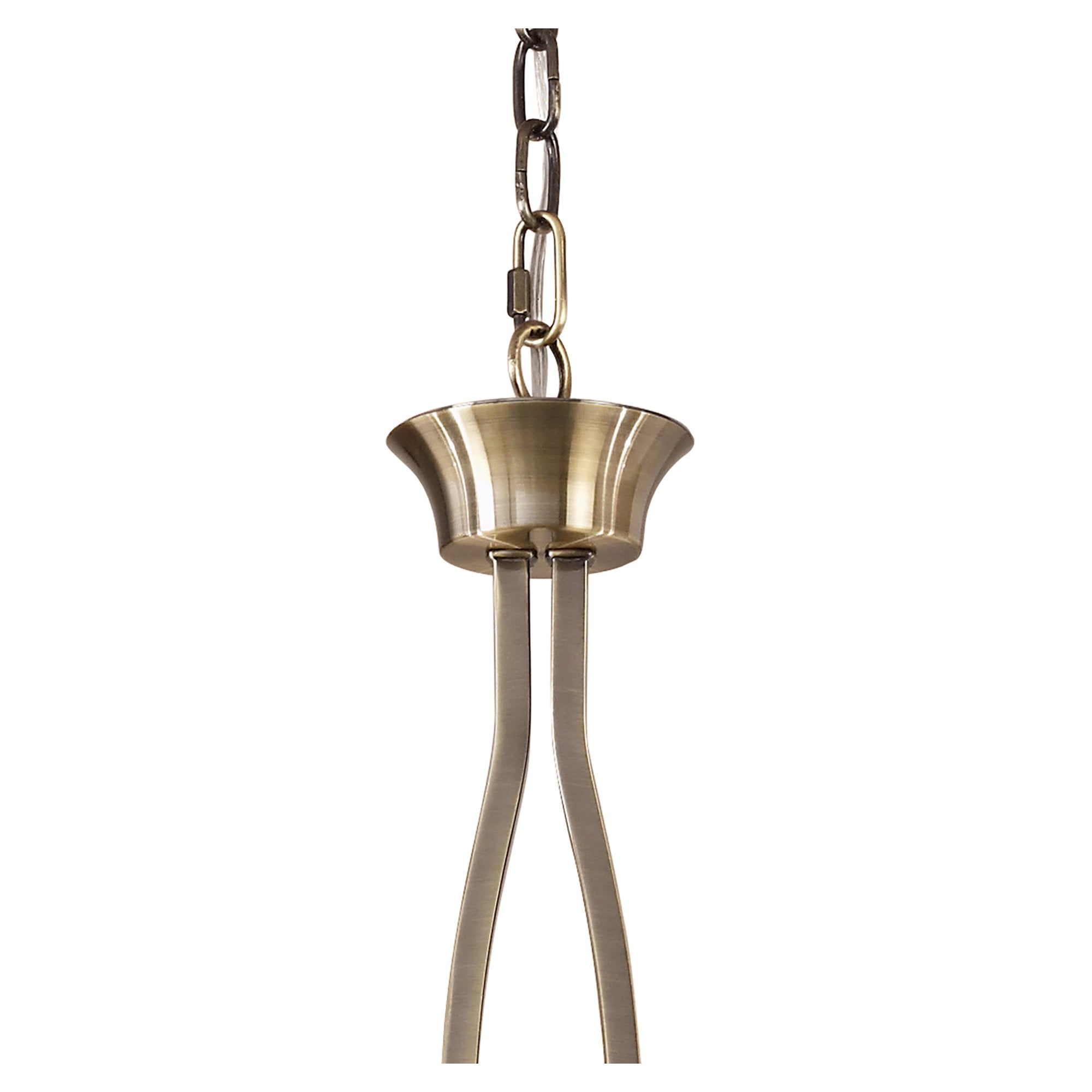 M0781AB Akira Linear Pendant 2 Arm 6 Light E14 Antique Brass Cream Shades