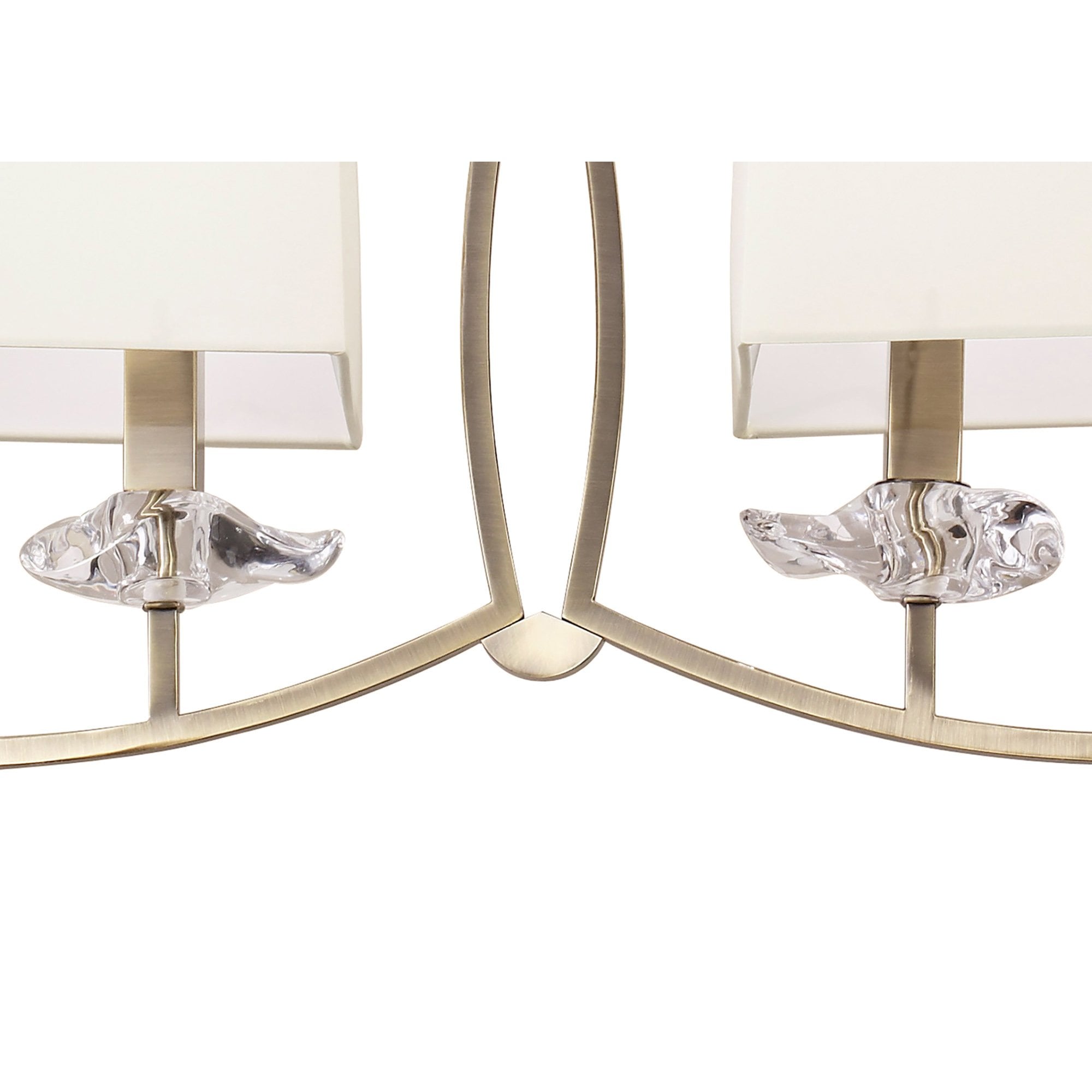 M0781AB Akira Linear Pendant 2 Arm 6 Light E14 Antique Brass Cream Shades