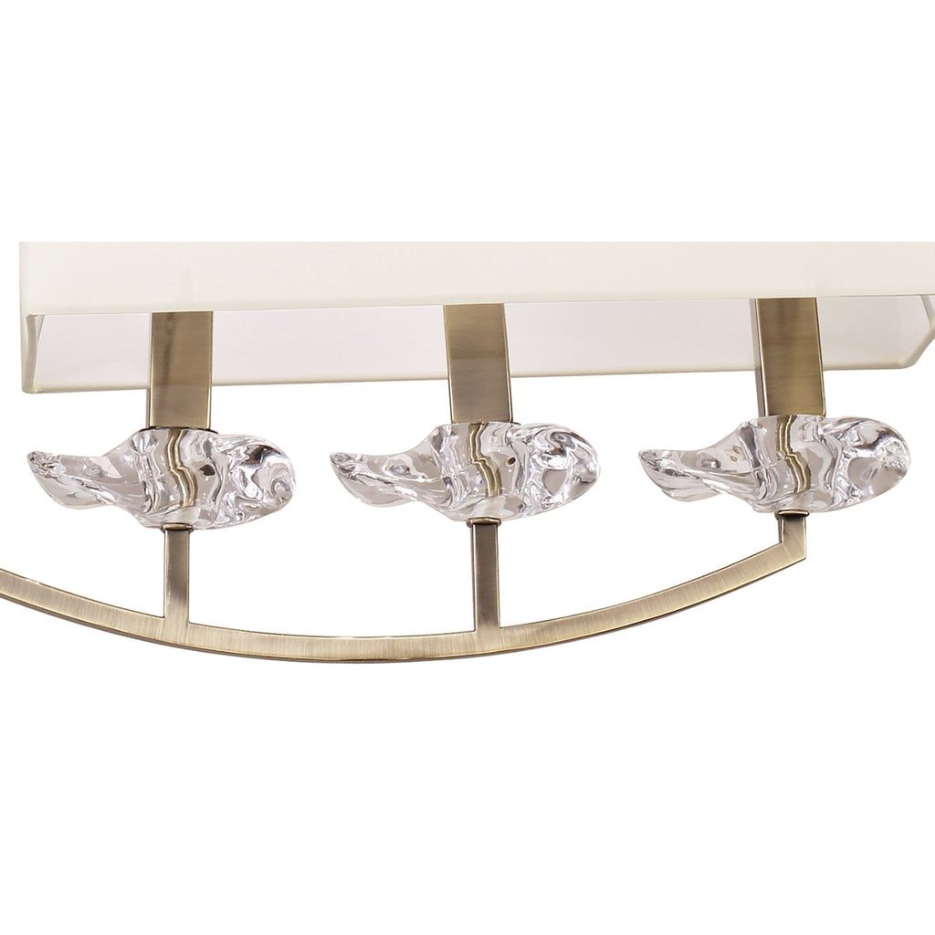 M0781AB Akira Linear Pendant 2 Arm 6 Light E14 Antique Brass Cream Shades