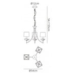 M0783AB/BS Akira Pendant 3 Light E14 Antique Brass Black Shades