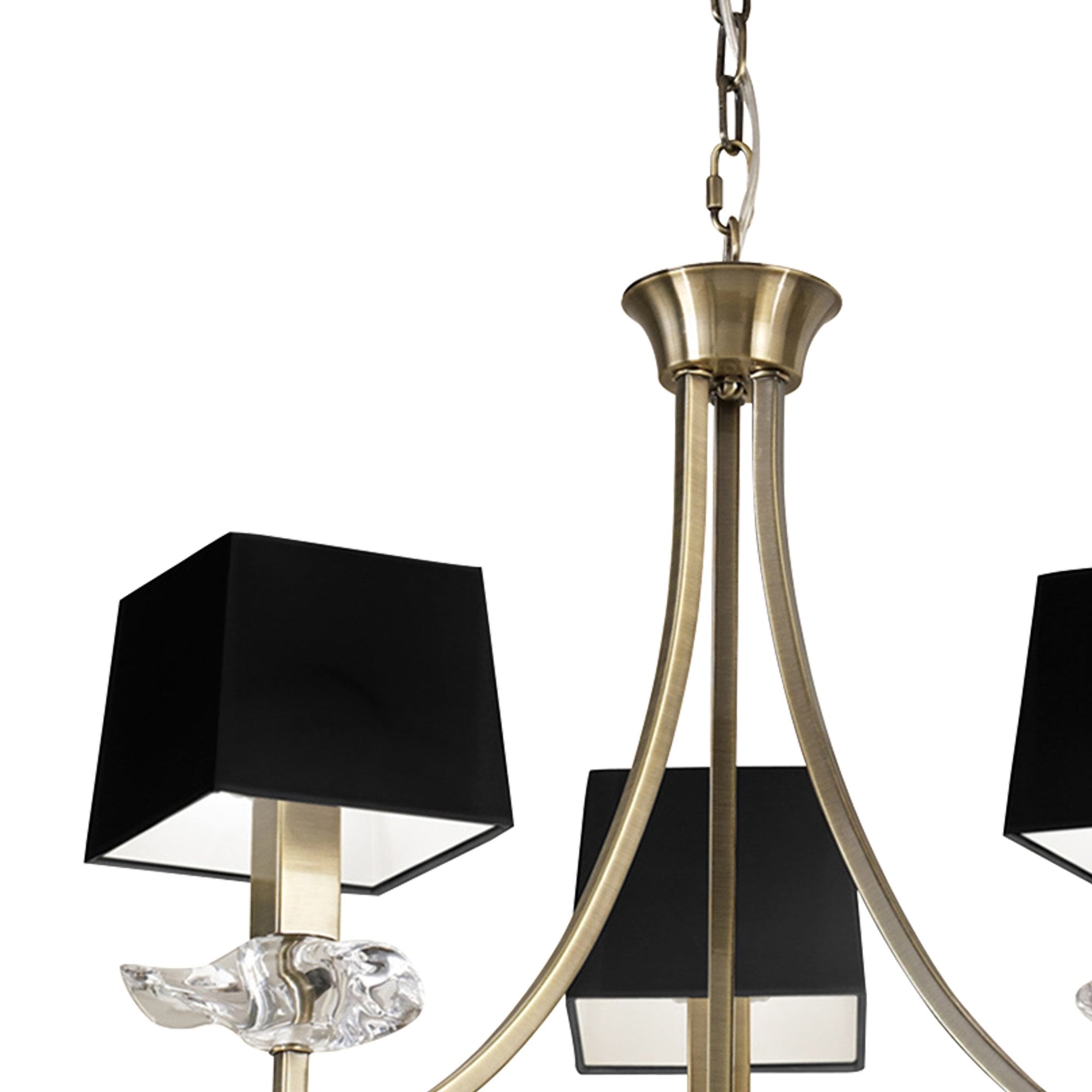 M0783AB/BS Akira Pendant 3 Light E14 Antique Brass Black Shades