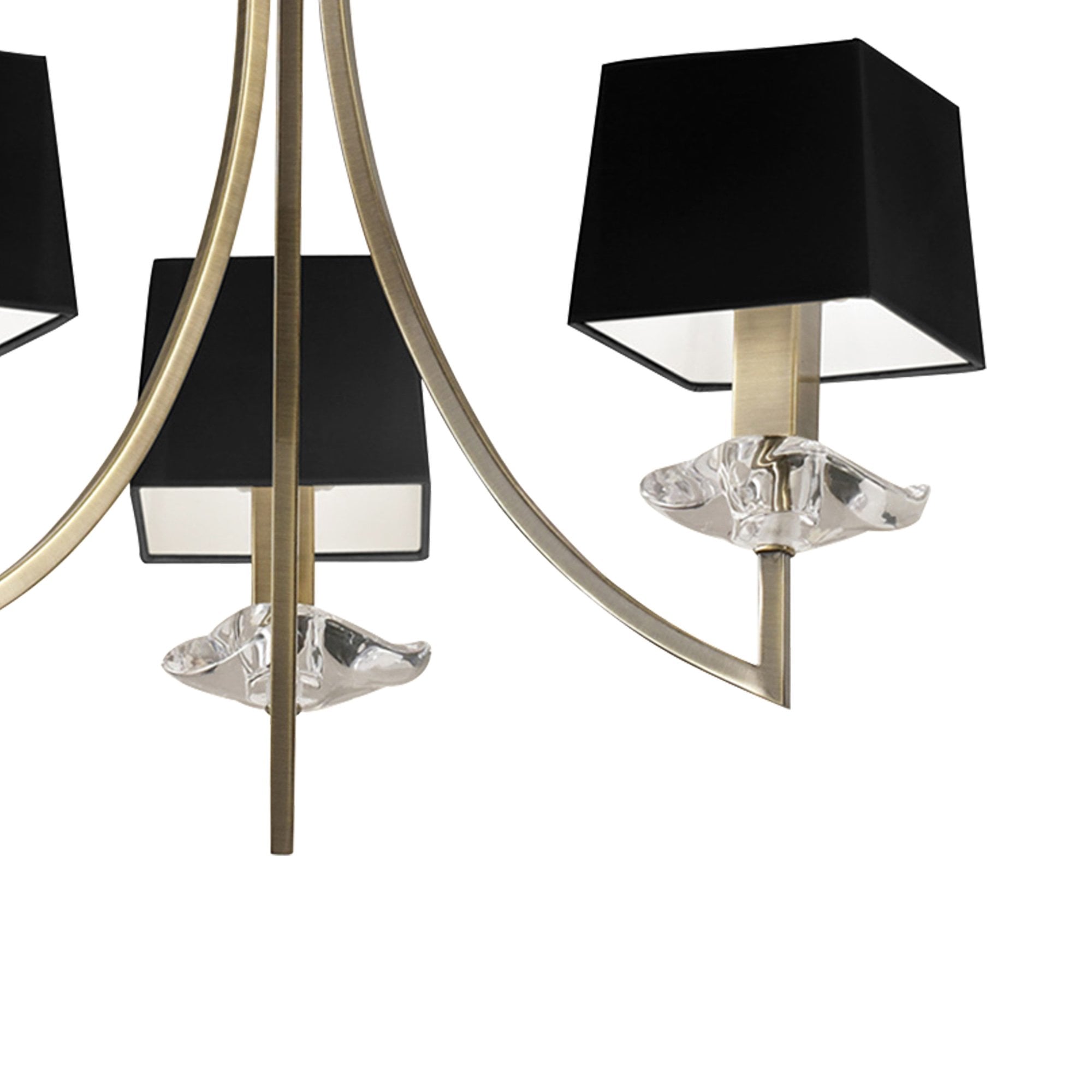 M0783AB/BS Akira Pendant 3 Light E14 Antique Brass Black Shades