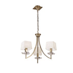 M0783AB Akira Pendant 3 Light E14 Antique Brass Cream Shades