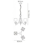M0783AB Akira Pendant 3 Light E14 Antique Brass Cream Shades