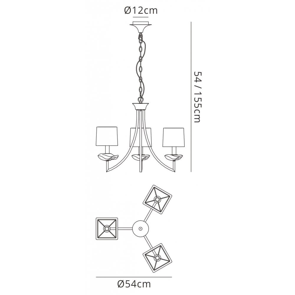 M0783AB Akira Pendant 3 Light E14 Antique Brass Cream Shades