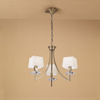 M0783AB Akira Pendant 3 Light E14 Antique Brass Cream Shades