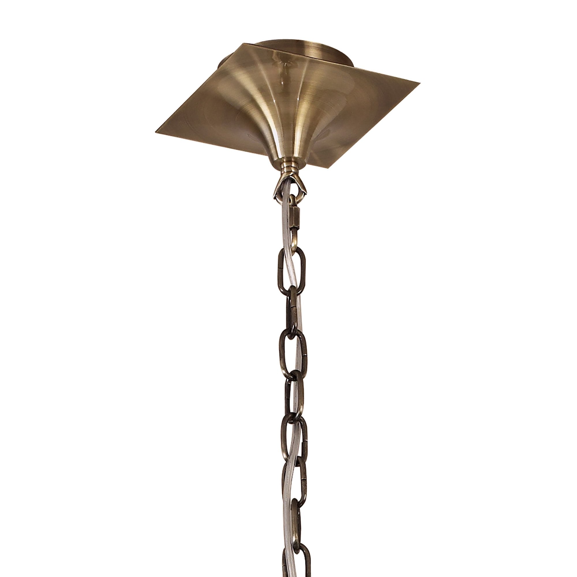 M0783AB Akira Pendant 3 Light E14 Antique Brass Cream Shades