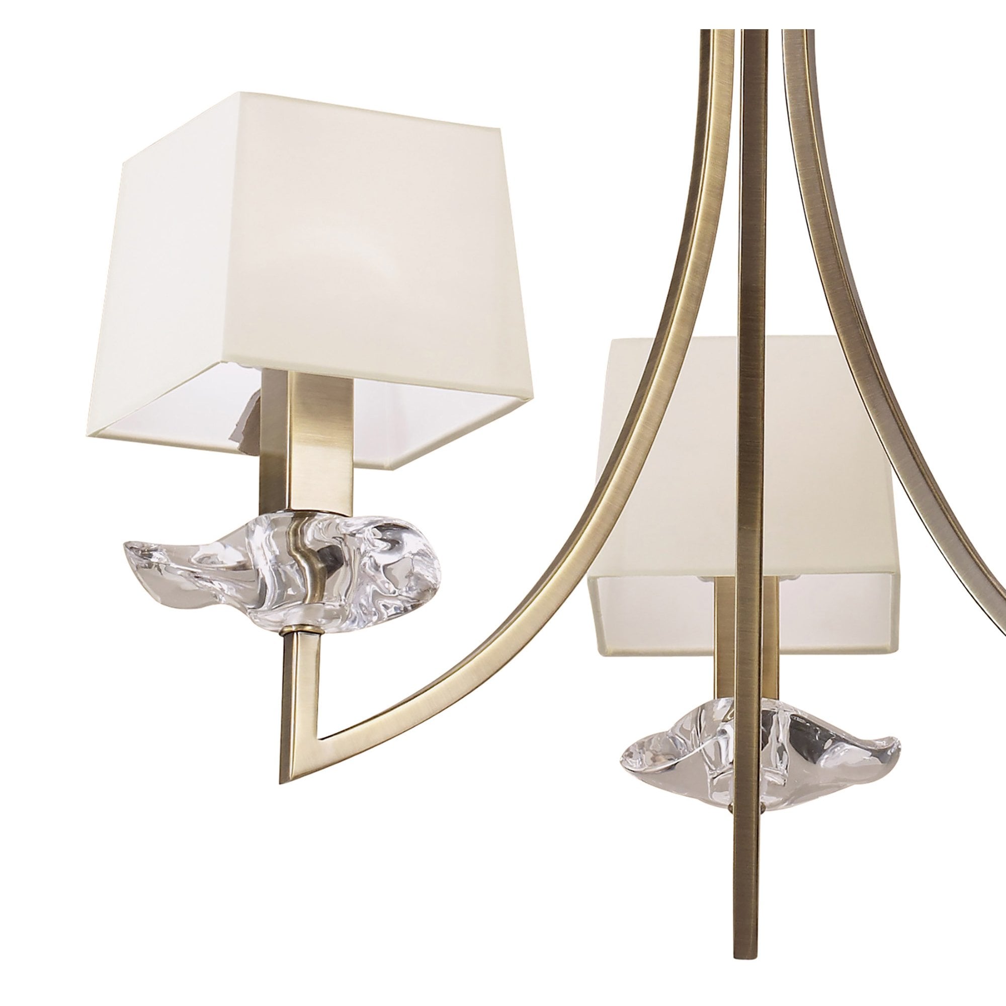 M0783AB Akira Pendant 3 Light E14 Antique Brass Cream Shades