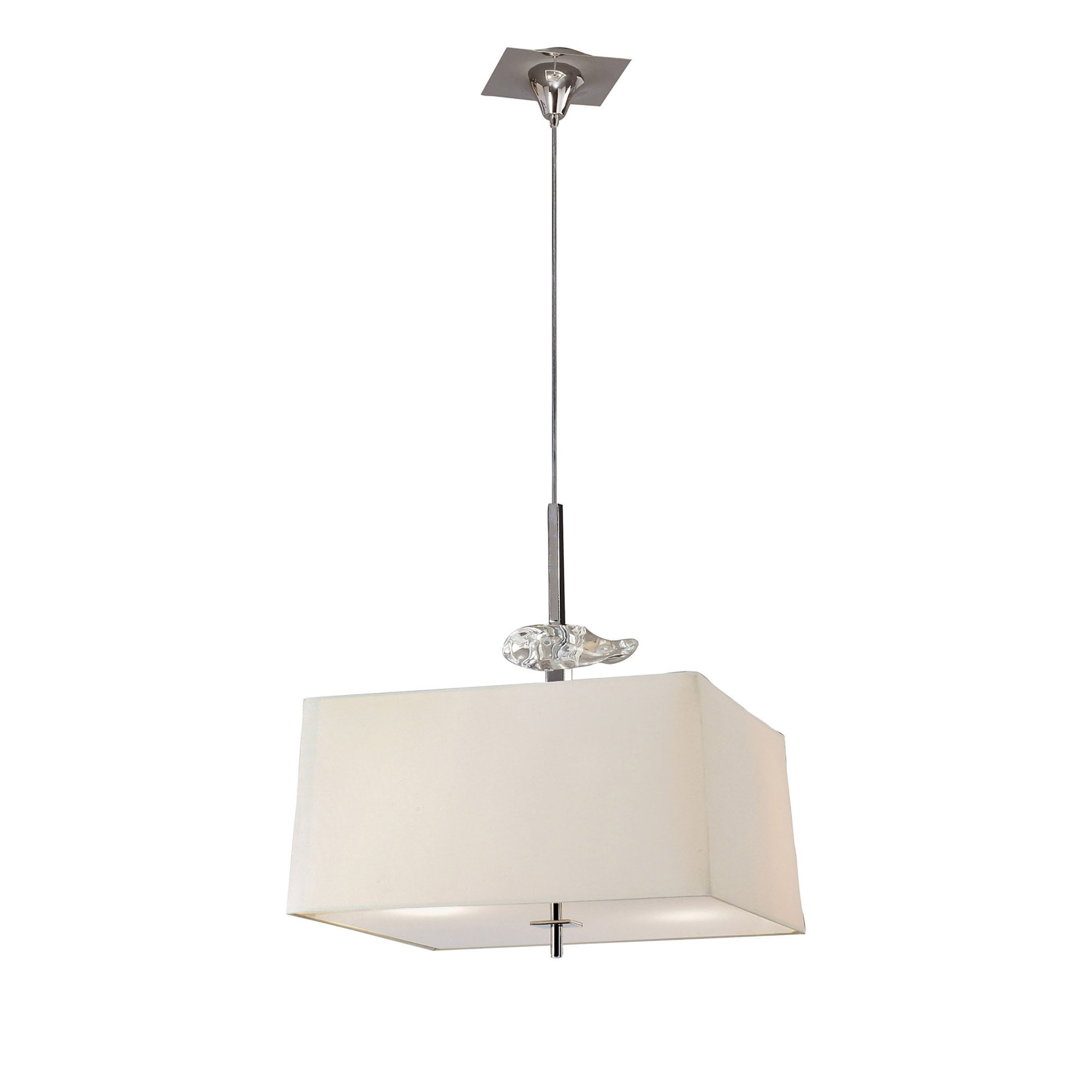 M0784/CS Akira Square Pendant 4 Light E27 Polished Chrome/Frosted Glass Cream Shade