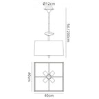 M0784/CS Akira Square Pendant 4 Light E27 Polished Chrome/Frosted Glass Cream Shade