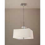 M0784/CS Akira Square Pendant 4 Light E27 Polished Chrome/Frosted Glass Cream Shade
