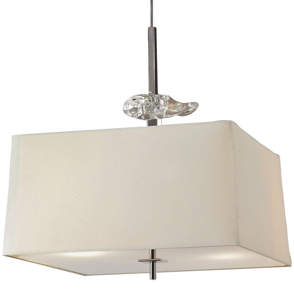 M0784/CS Akira Square Pendant 4 Light E27 Polished Chrome/Frosted Glass Cream Shade