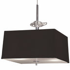 M0784 Akira Square Pendant 4 Light E27 Polished Chrome / Frosted Glass Black Shade