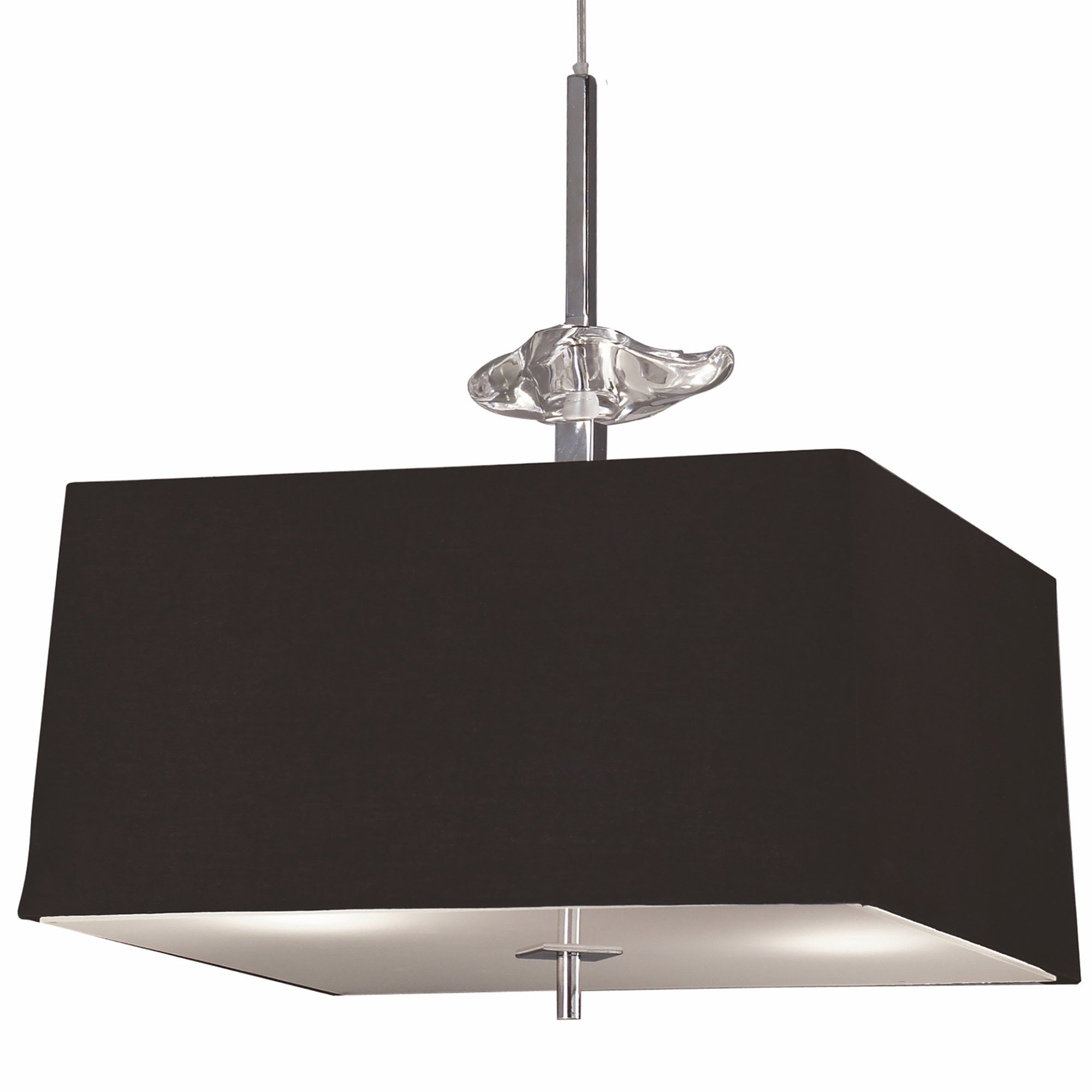 M0784 Akira Square Pendant 4 Light E27 Polished Chrome / Frosted Glass Black Shade