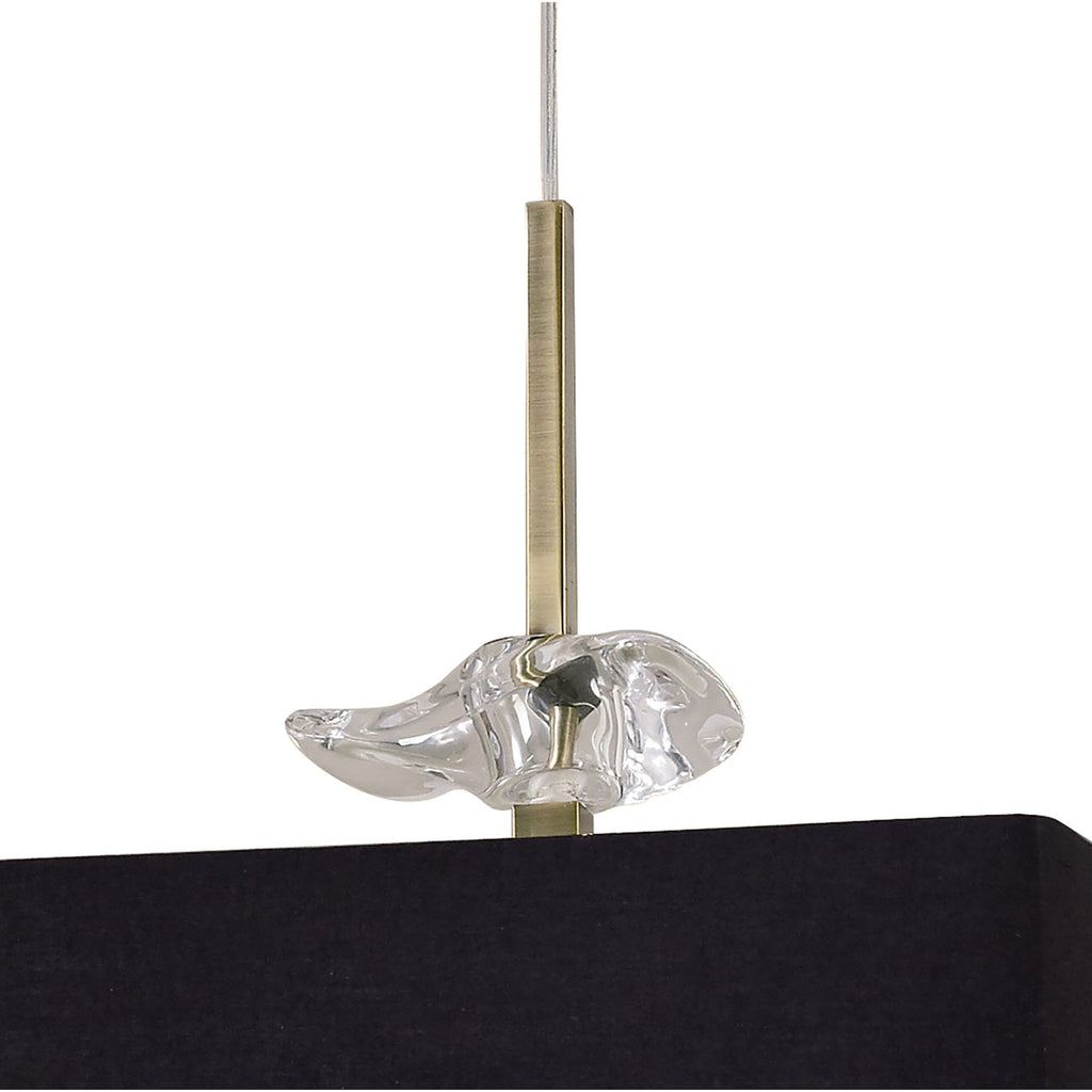 M0784AB/BS Akira Square Pendant 4 Light E27 Antique Brass/Frosted Glass Black Shade