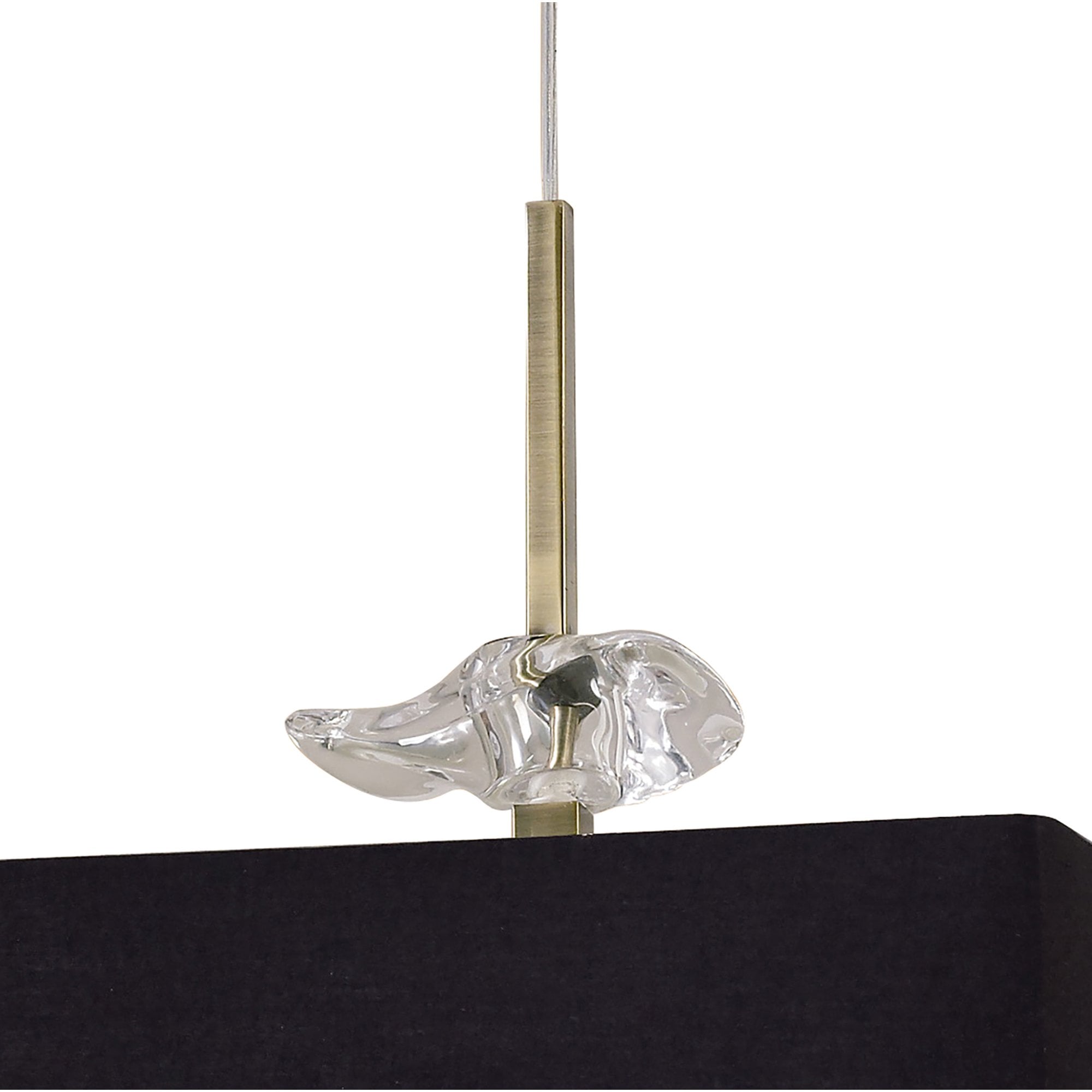 M0784AB/BS Akira Square Pendant 4 Light E27 Antique Brass/Frosted Glass Black Shade